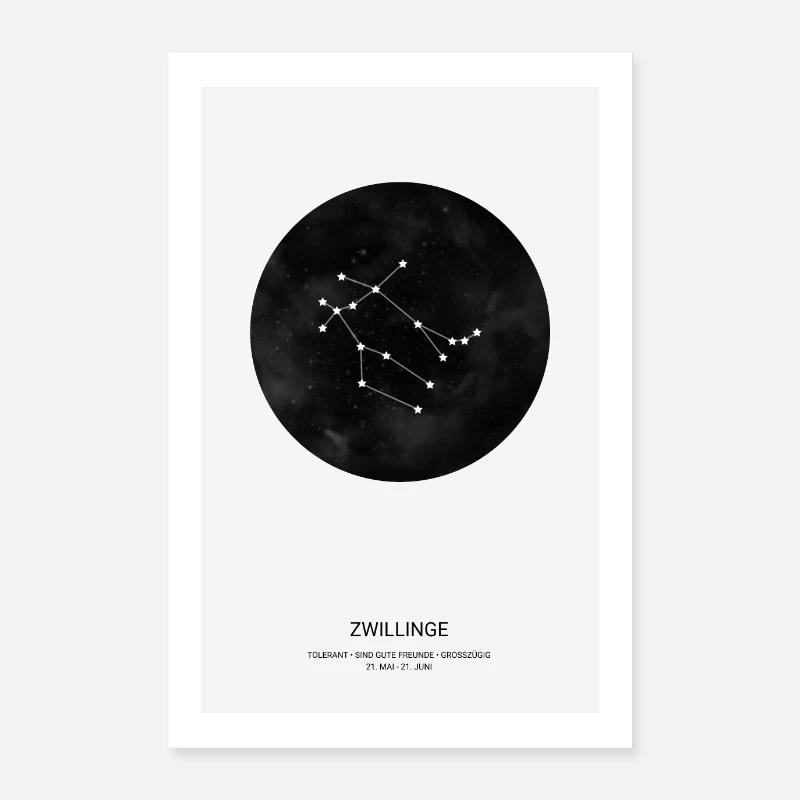 Sternzeichen Zwillinge Tierkreiszeichen Plakat Poster 60x90 cm