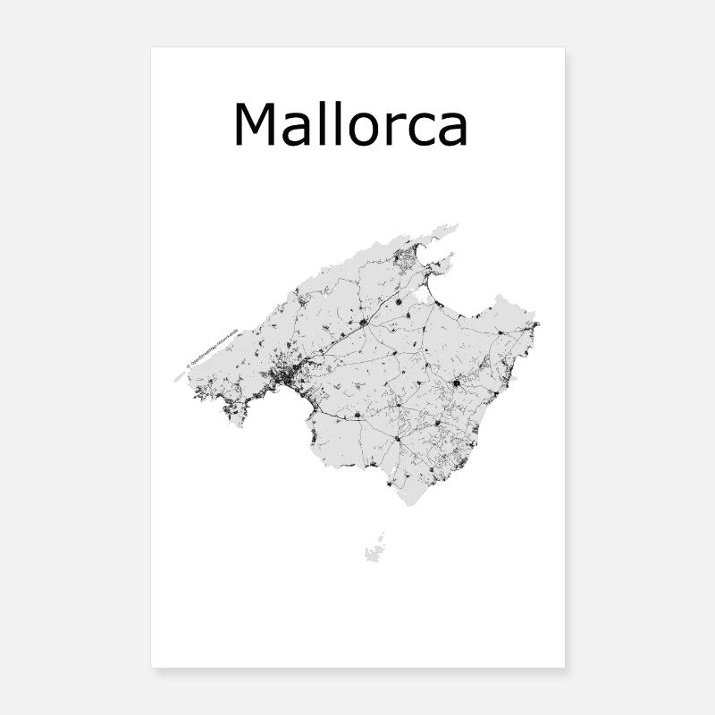 stylized street map Mallorca Poster 24" x 35" (60x90 cm)