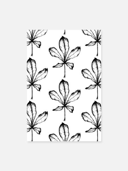 Leaf Pattern - Poster 60x90 cm - Weiß