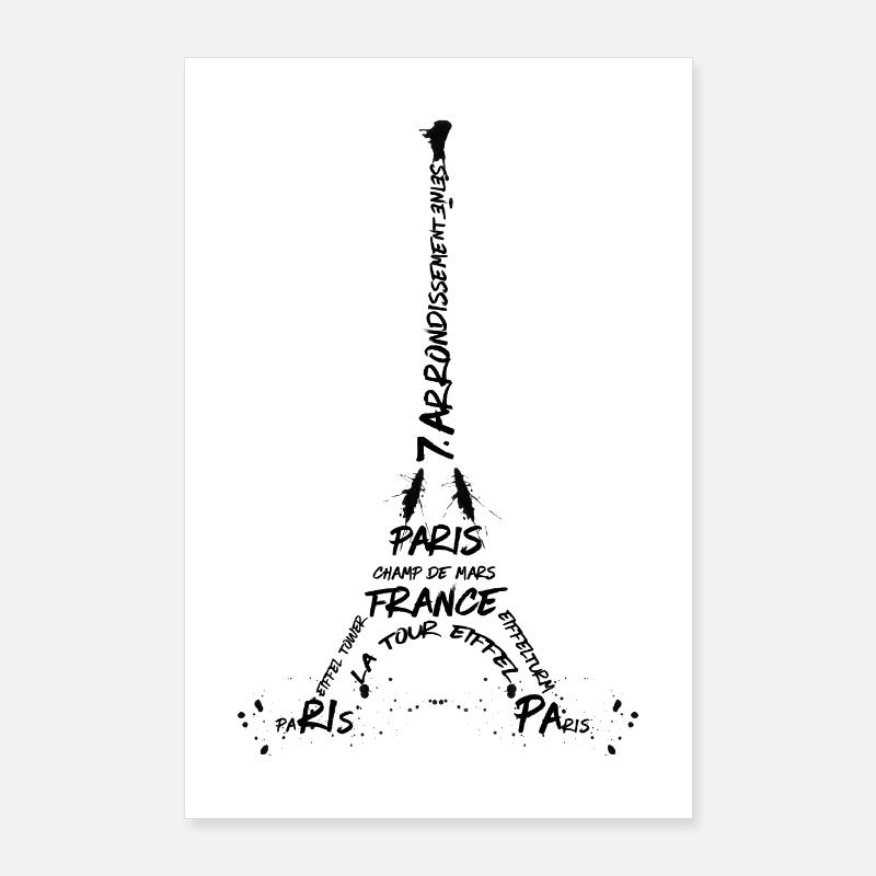 Art numérique Tour Eiffel Poster 60 x 90 cm