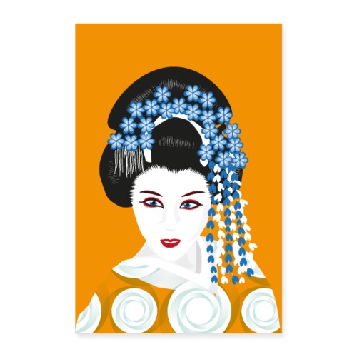 Geisha - Senfgelb und Blau - Poster 60x90 cm