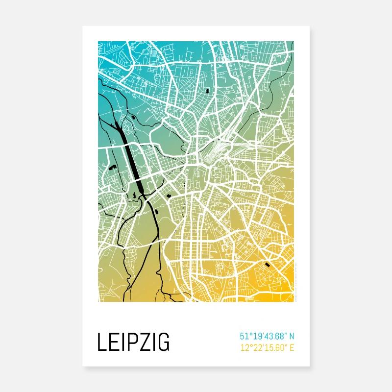 Leipzig – Stadtplan Poster City Map (Gradient) Poster 60x90 cm