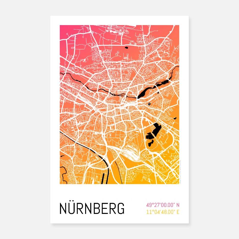 Nürnberg – Stadtplan Poster City Map (Gradient) Poster 60x90 cm