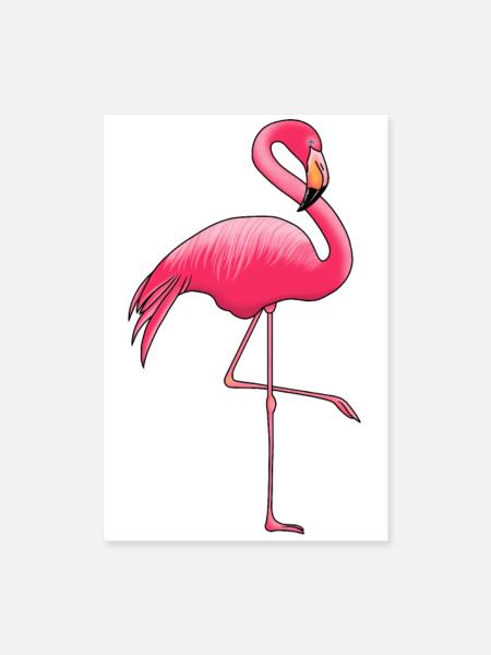 Flamingo Poster - Poster 60x90 cm - Weiß