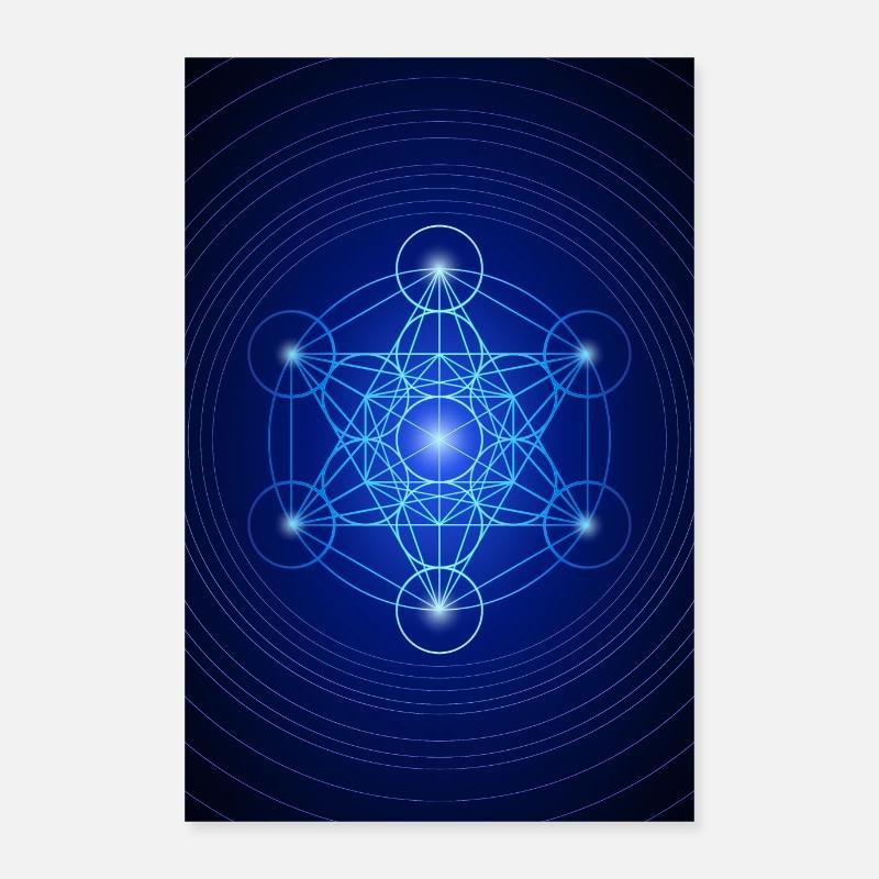 Cube Metatron / Metatron Cube - Poster 24" x 35" (60x90 cm) - white