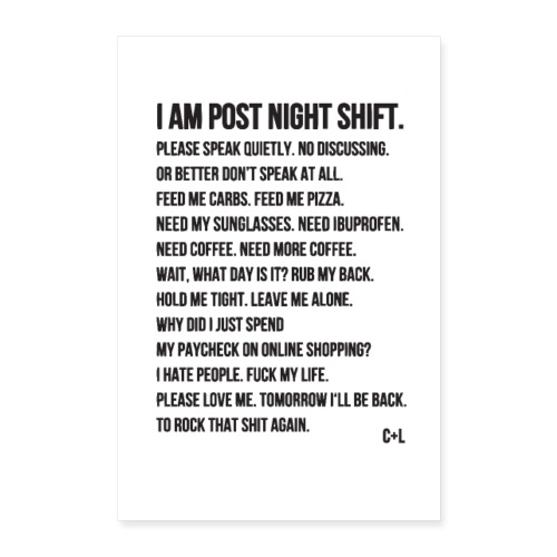 Night Shift Poem - Poster 60x90 cm