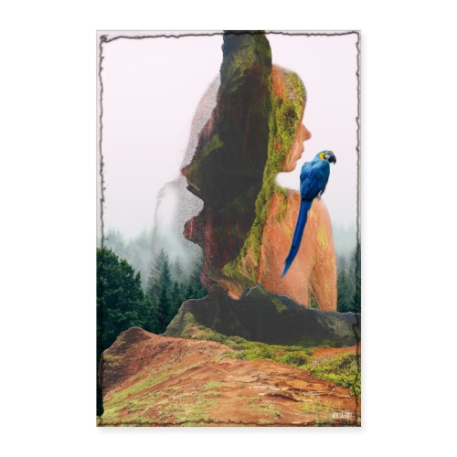 Poster - Femme nature double exposure - Poster 60 x 90 cm