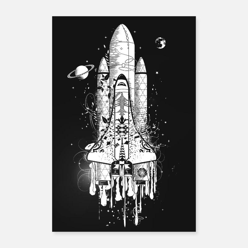 Navette spatiale imaginative dans le style graffiti Poster 60 x 90 cm