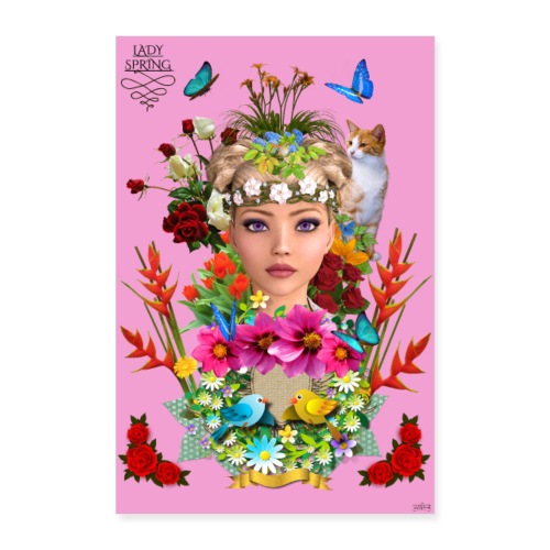 Poster - Lady spring - couleur rose - Poster 60 x 90 cm