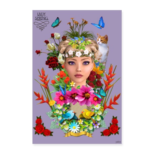 Poster - Lady spring - couleur orchidée - Poster 60 x 90 cm