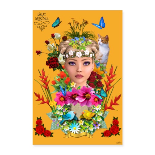 Poster - Lady spring - couleur orange - Poster 60 x 90 cm