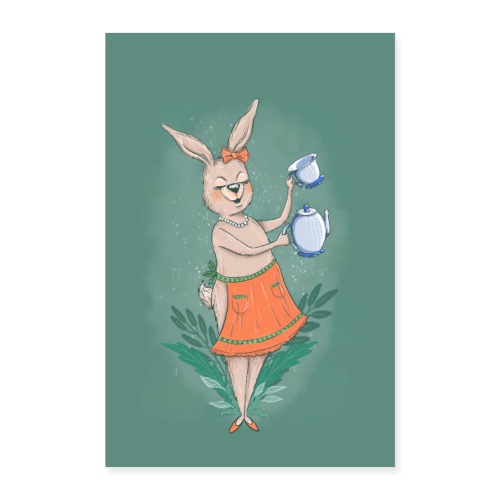 Lovely Tea Time With Miss Rabbit - Poster 60x90 cm