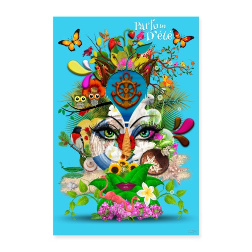 Affiche - Parfum d'été - couleur bleu céleste - Poster 60 x 90 cm