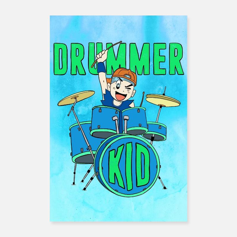 Drummer Kid - affiche de kit de batterie Poster 60 x 90 cm