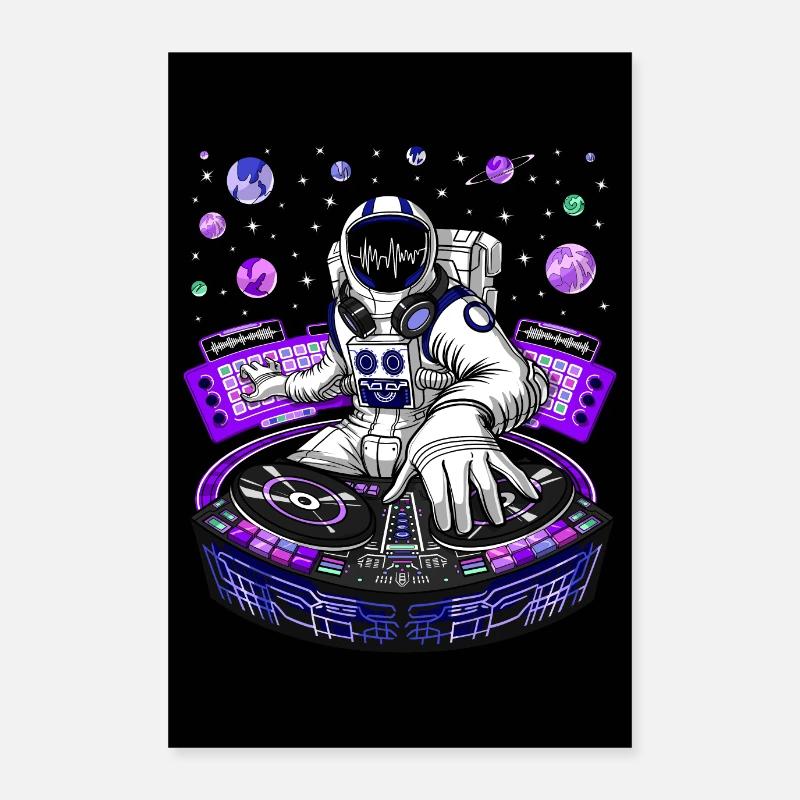 Space Astronaut Techno Music DJ Poster 24" x 35" (60x90 cm)