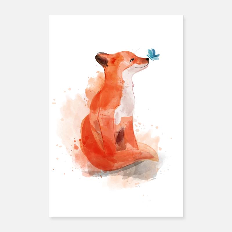 Papillon bébé renard Poster 60 x 90 cm