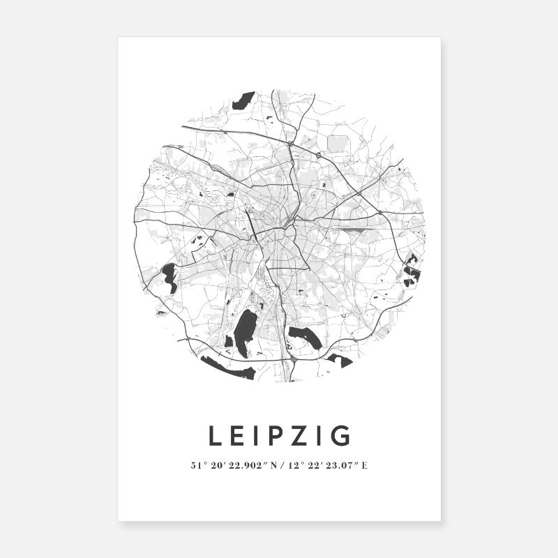 Leipzig Saxony map city map citymap map Poster 24" x 35" (60x90 cm)