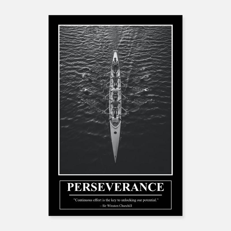 Barney's Motivational Poster PERSEVERANCE - Poster 60x90 cm - Weiß