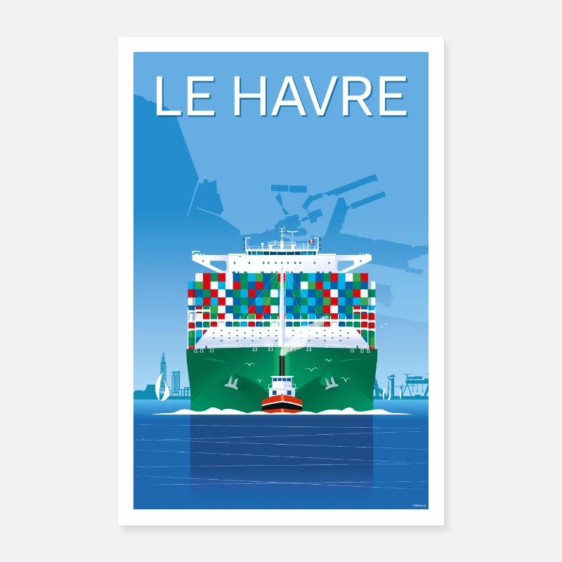 le havre porte container Poster 60 x 90 cm
