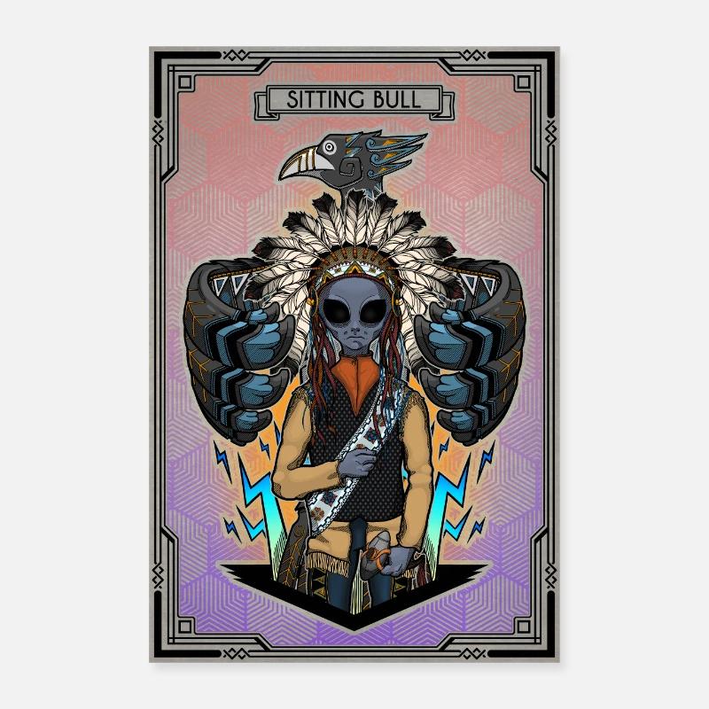 The alien Sitting Bull - Affiche couleur Poster 60 x 90 cm