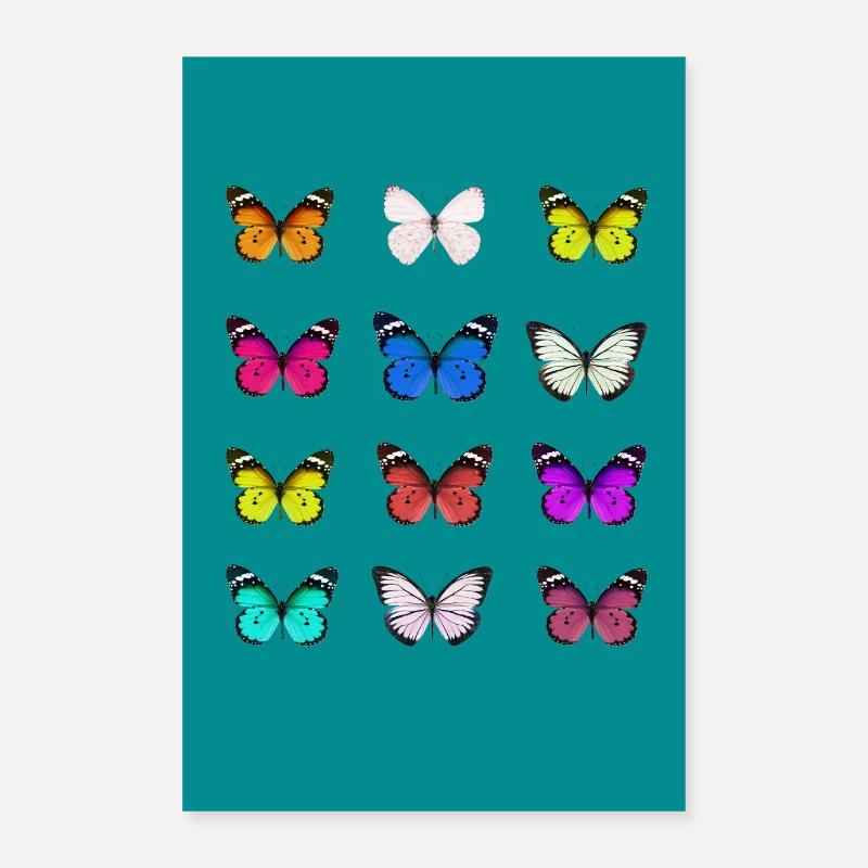 Affiche papillon - Poster 60 x 90 cm - blanc