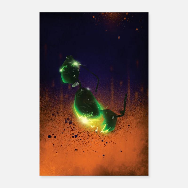 Zerbrochene dunkle Brille Poster 60x90 cm