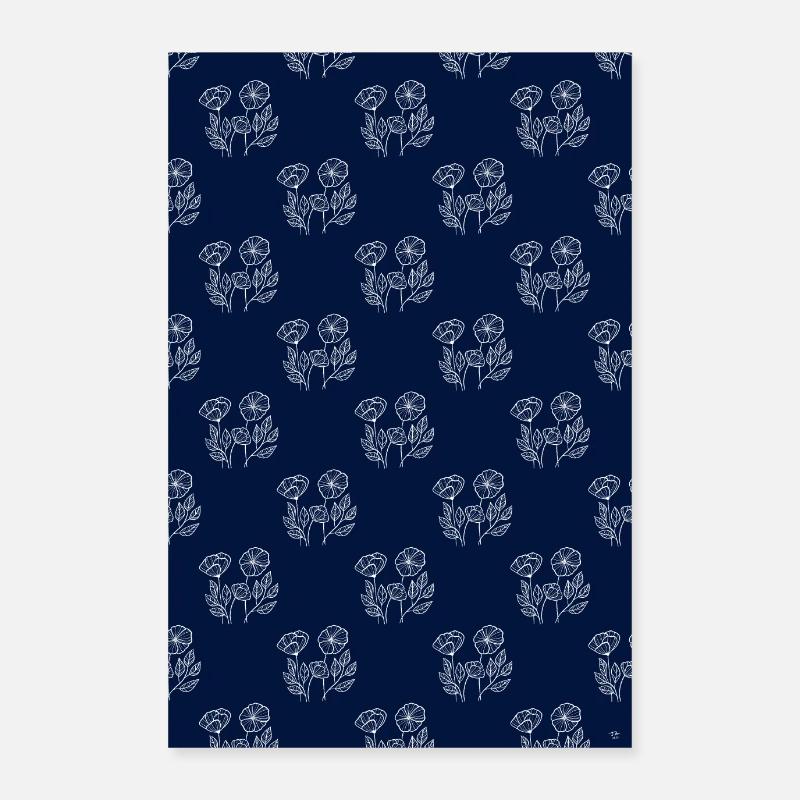 Poppy pattern2:3 Poster 24" x 35" (60x90 cm)