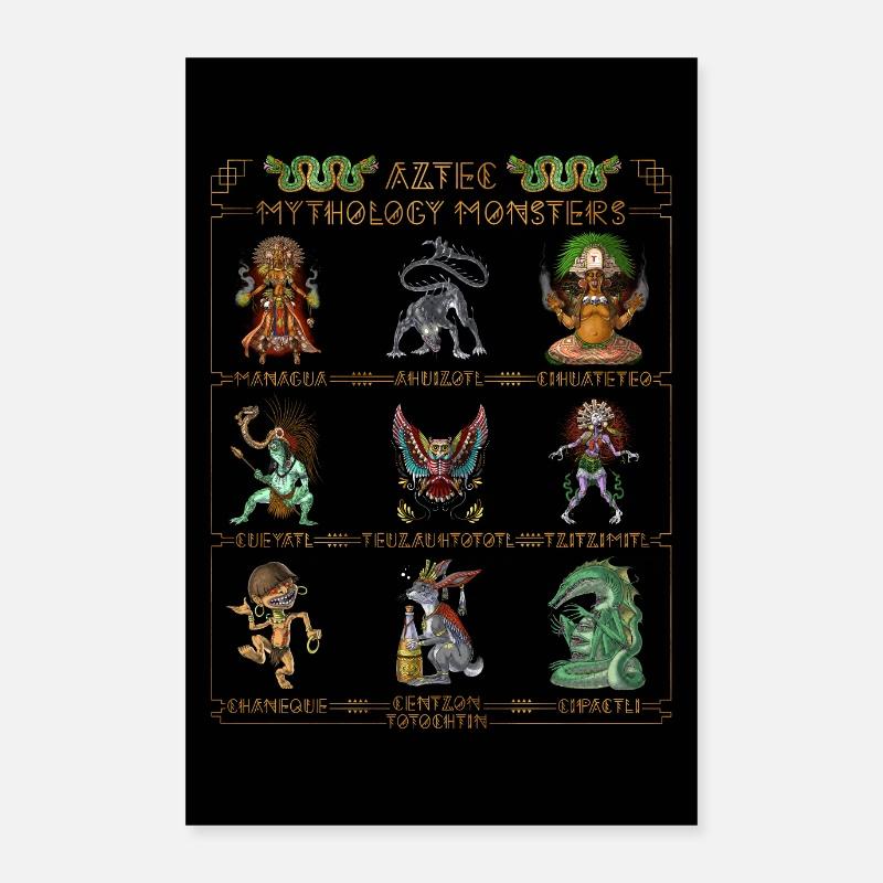 Aztec Mythology Creatures Poster 24" x 35" (60x90 cm)