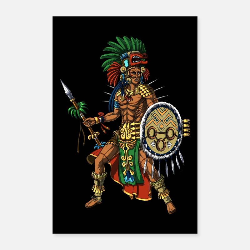 Ancient Aztec Mayan Warrior Poster 24" x 35" (60x90 cm)