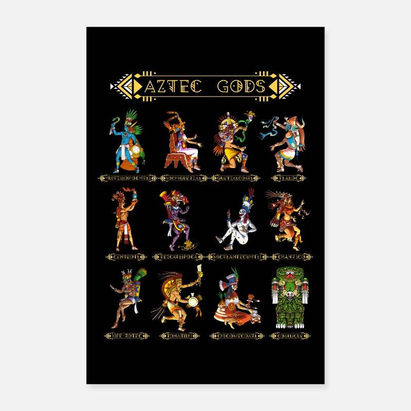 Aztec Civilization Mythology Gods Poster 24" x 35" (60x90 cm)