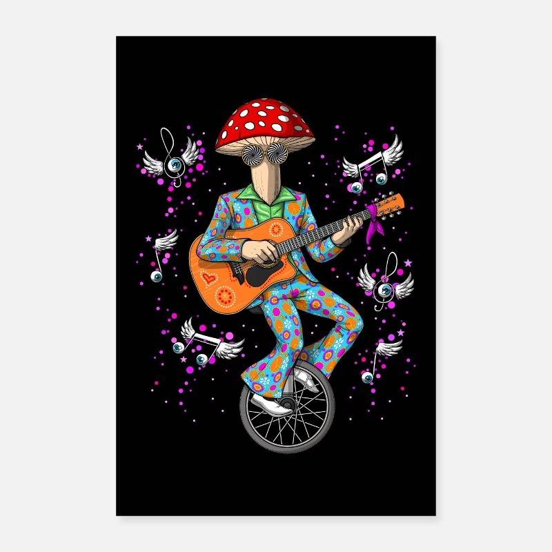 Champignon psychédélique disco Poster 60 x 90 cm