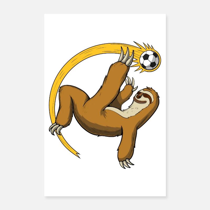 Sloth Soccer Player Poster 24" x 35" (60x90 cm)