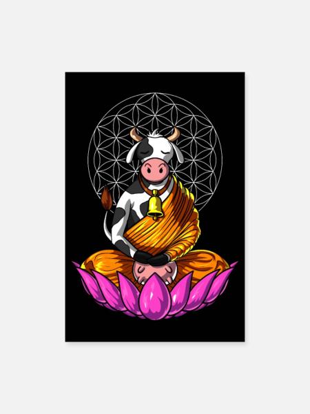 Kuh-Zen-Meditation - Poster 60x90 cm - Weiß