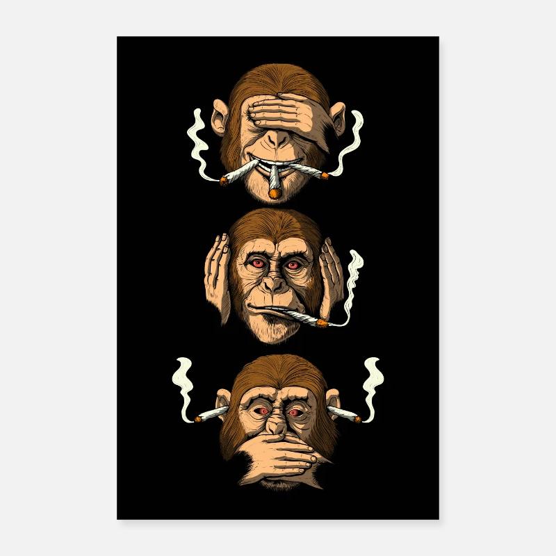Three Stoned Wise Monkeys Poster 24" x 35" (60x90 cm)