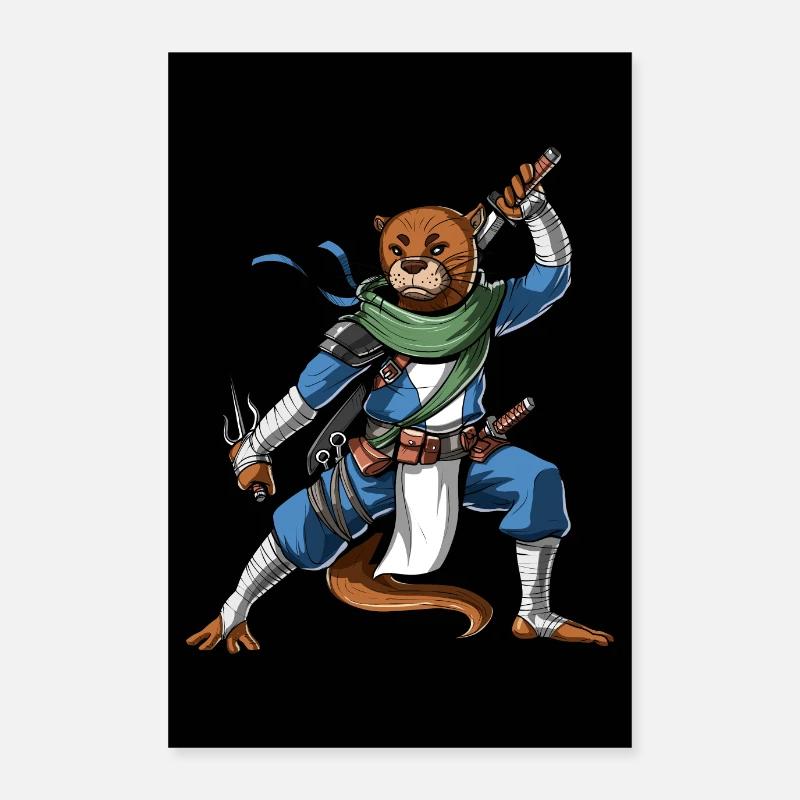 Otter Ninja - Poster 24" x 35" (60x90 cm) - white