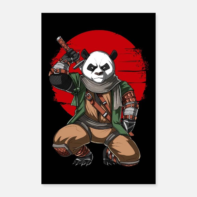 Panda Bär Ninja Samurai Poster 60x90 cm