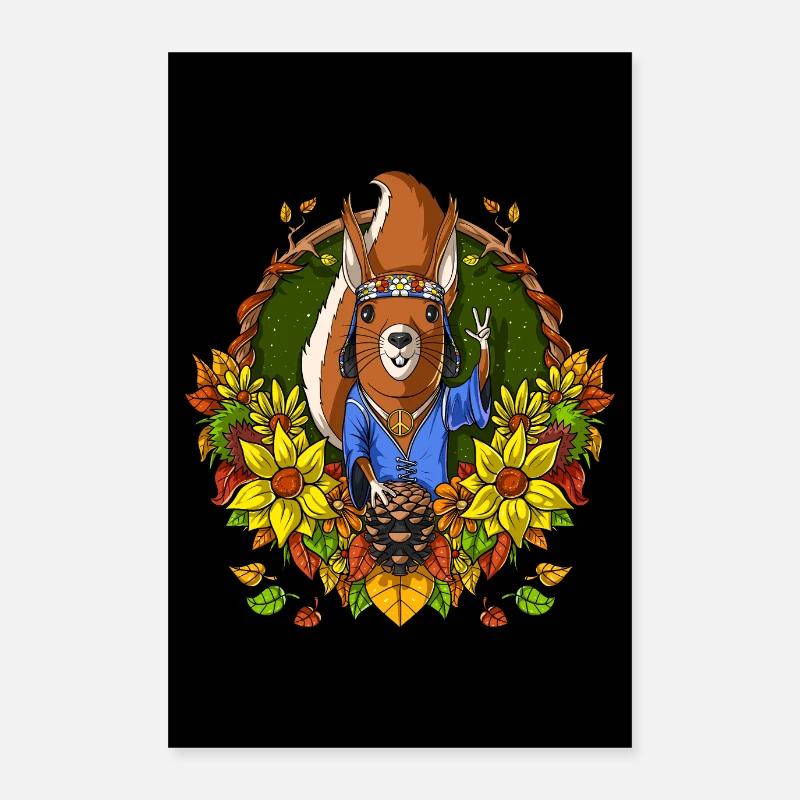 Hippie Squirrel Poster 24" x 35" (60x90 cm)