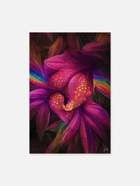 Rainbow Flower - Poster 60x90 cm - Weiß