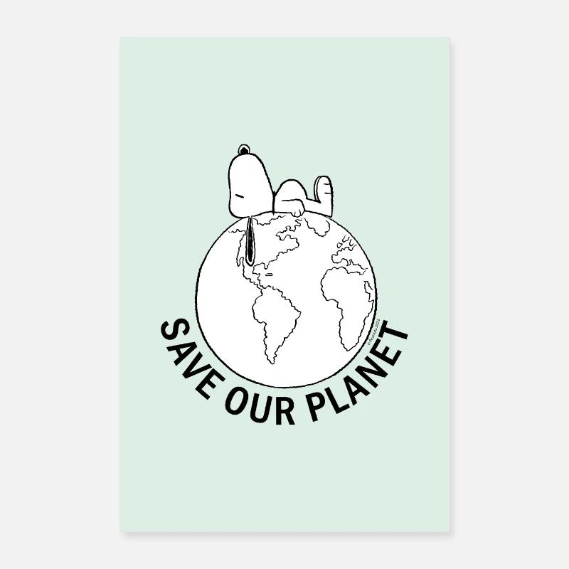 Peanuts Snoopy Save Our Planet Environment Poster - Poster 60x90 cm - bianco