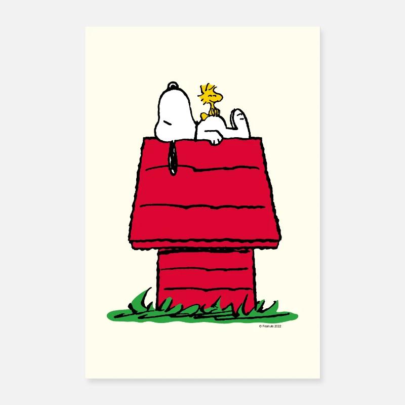 Peanuts Snoopy Woodstock e il poster della cuccia Poster 60x90 cm