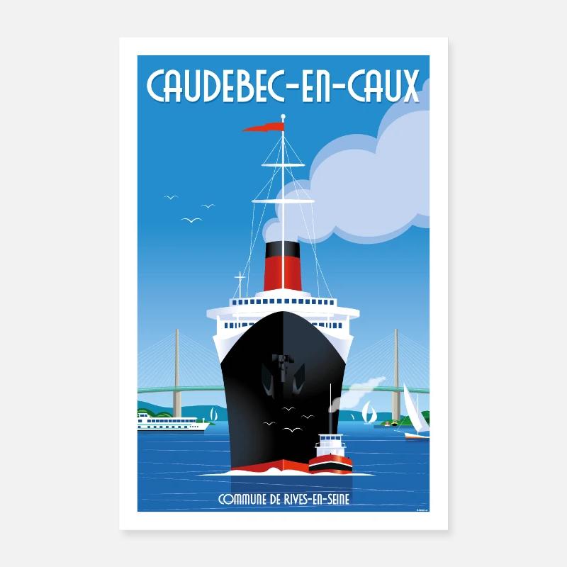 CAUDEBEC EN CAUX - Poster 60x90 cm - Weiß