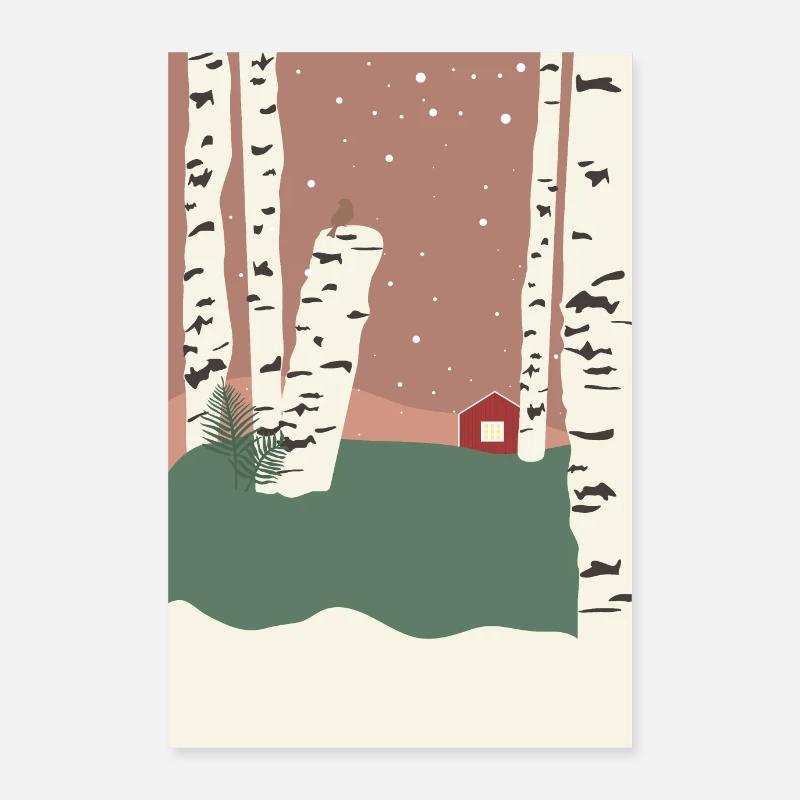 Affiche Birch Forest Scandinavie Poster 60 x 90 cm