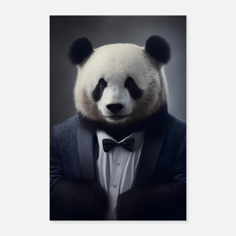 Panda Pandabär Pandas Anzug Geschäftsmann Poster 60x90 cm