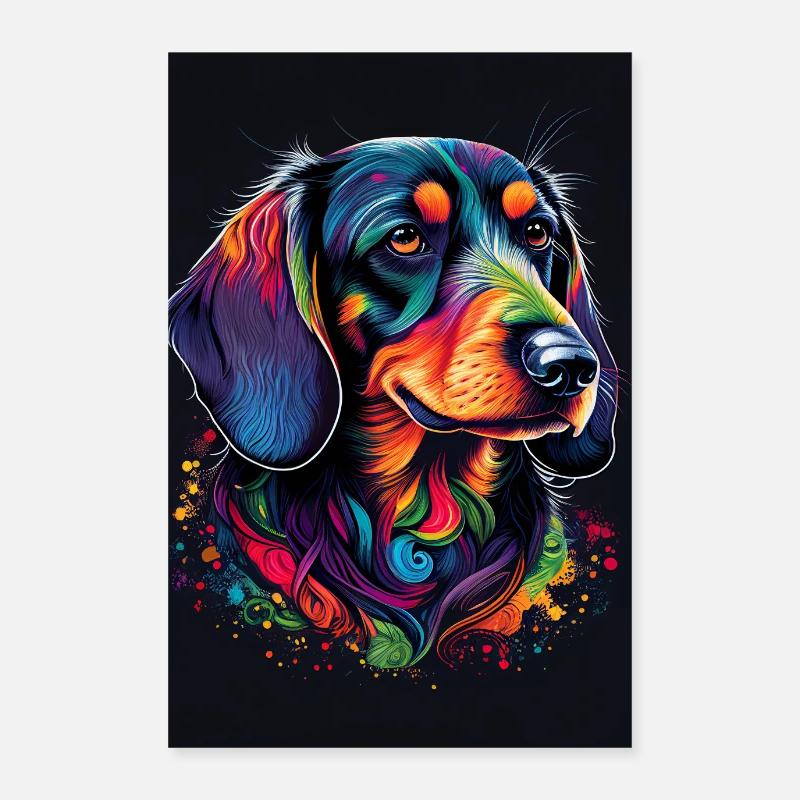 Teckel Teckel Couleurs de chien Poster 60 x 90 cm