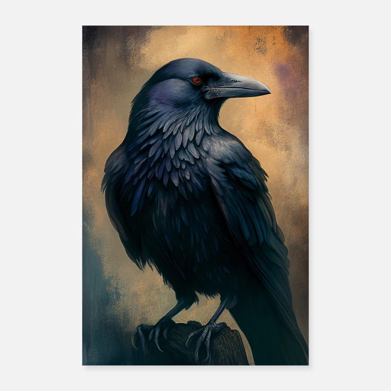 Raven Crow Bird Raven Crows Portrait Poster 24" x 35" (60x90 cm)
