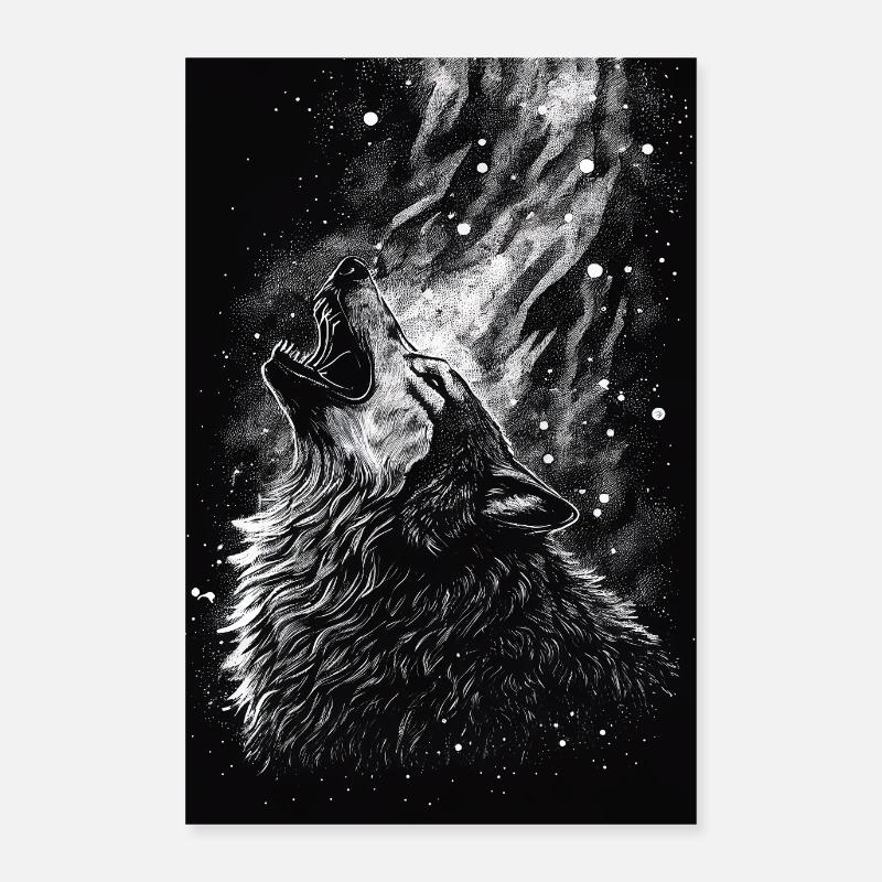 Wolf Wolves Eläin piirretty Juliste 60x90 cm