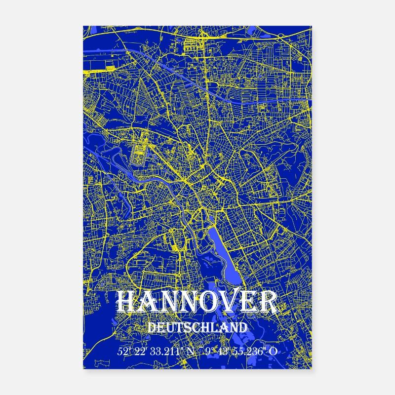 Nachtblaue moderne ästhetische Hannover Poster 60x90 cm