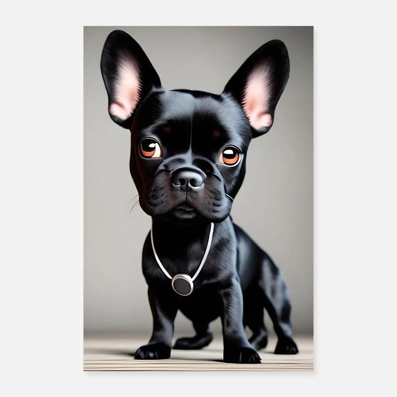 Mignon Noir Bouledogue Français Poster Poster 60 x 90 cm