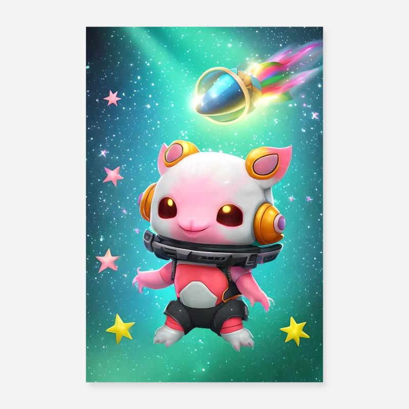 Mignon bébé Axolotl dans l’espace Poster 60 x 90 cm