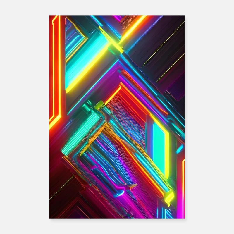 Art abstrait au néon - Poster 60 x 90 cm - blanc